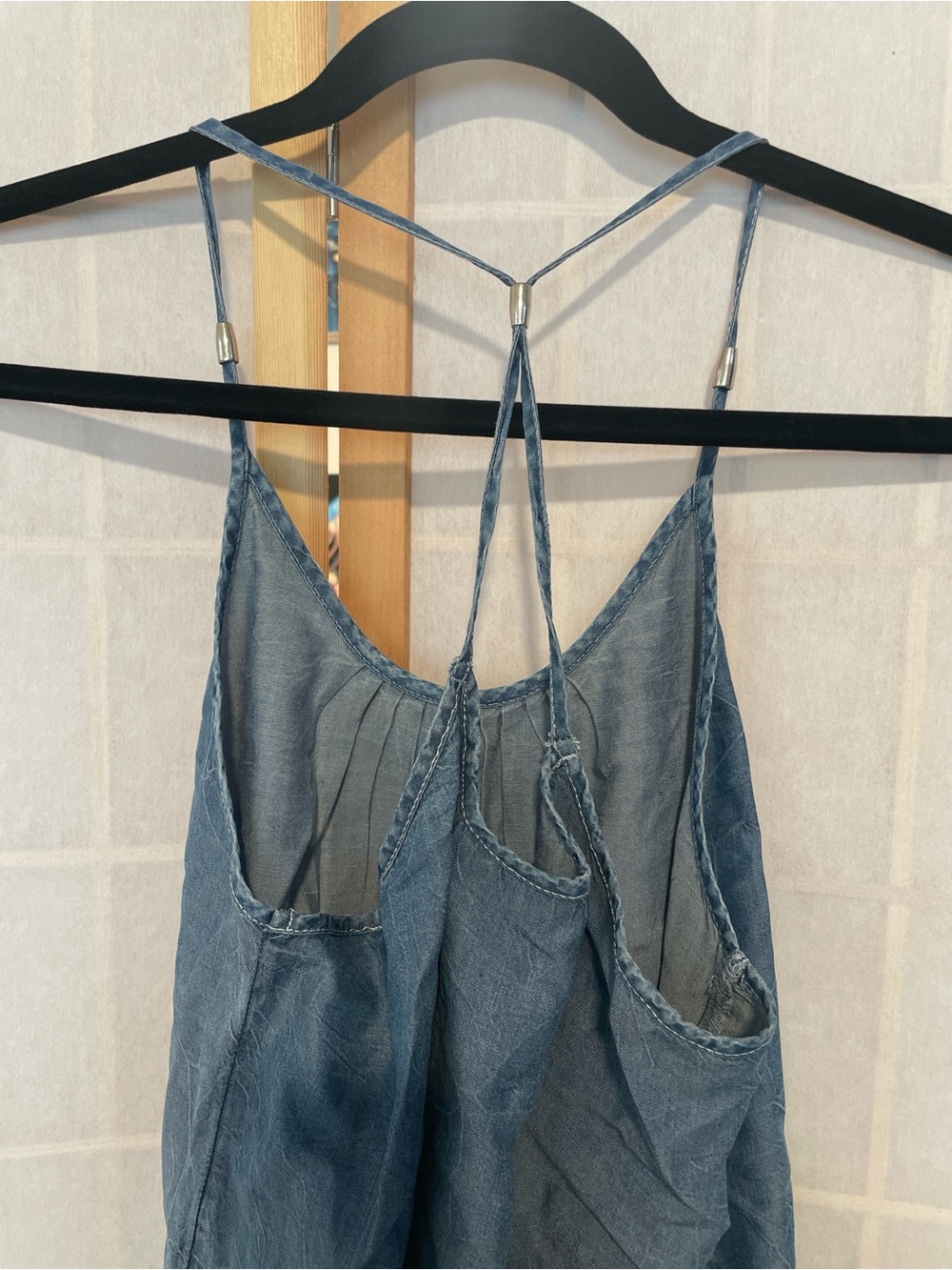 New York & Company Light Blue Denim-Look Spaghetti Strap Cami - Picture 3 of 5